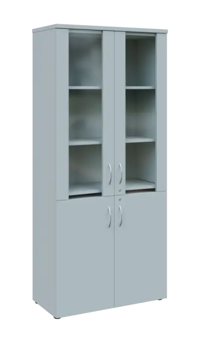 LE - 00 skříň lékařská prosklená, korpus šedý, dvířka šedá